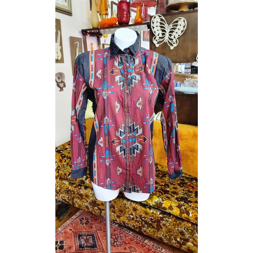 S vintage 90s western button front shirt